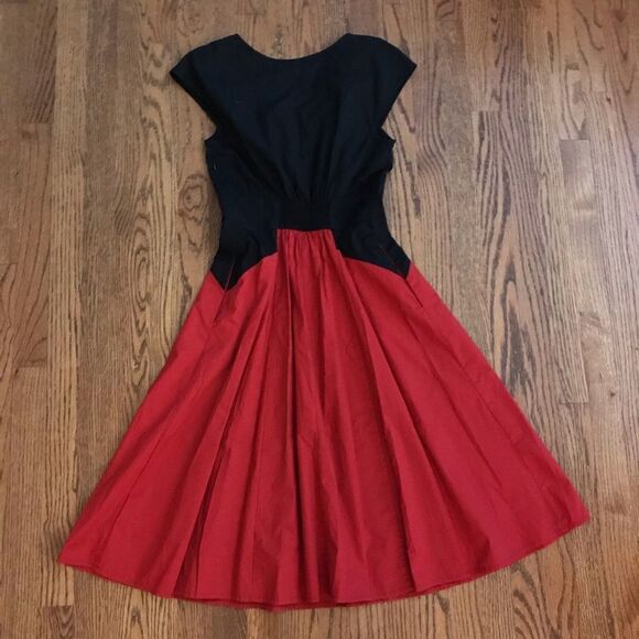 New NWOT eshakti red black cotton poplin dress s/6 - Picture 6 of 6